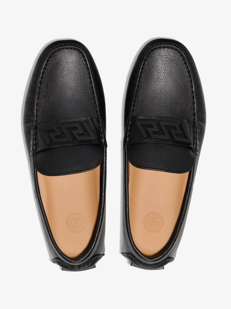Black La Greca Moccasin Leather Loafers