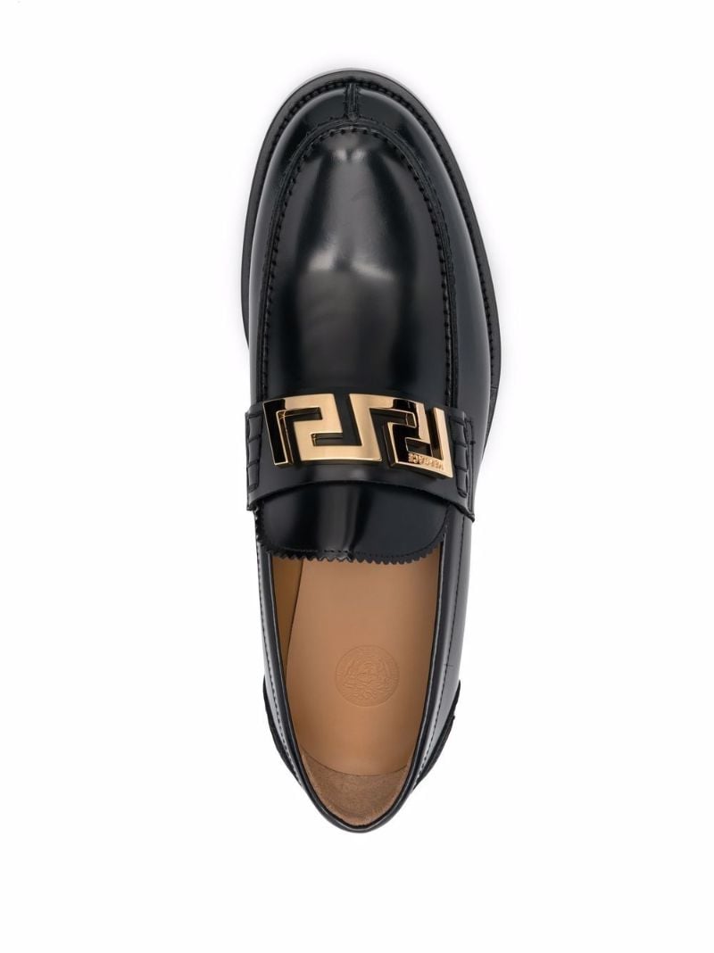 Black Greca Bucale Leather Loafers