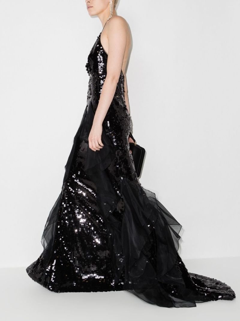 Ruffled Sequin Gown