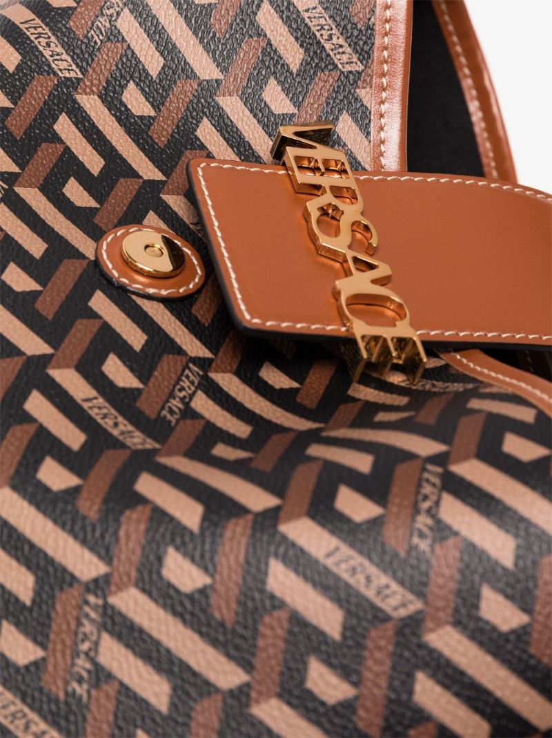 Brown La Greca Signature Shoulder Bag