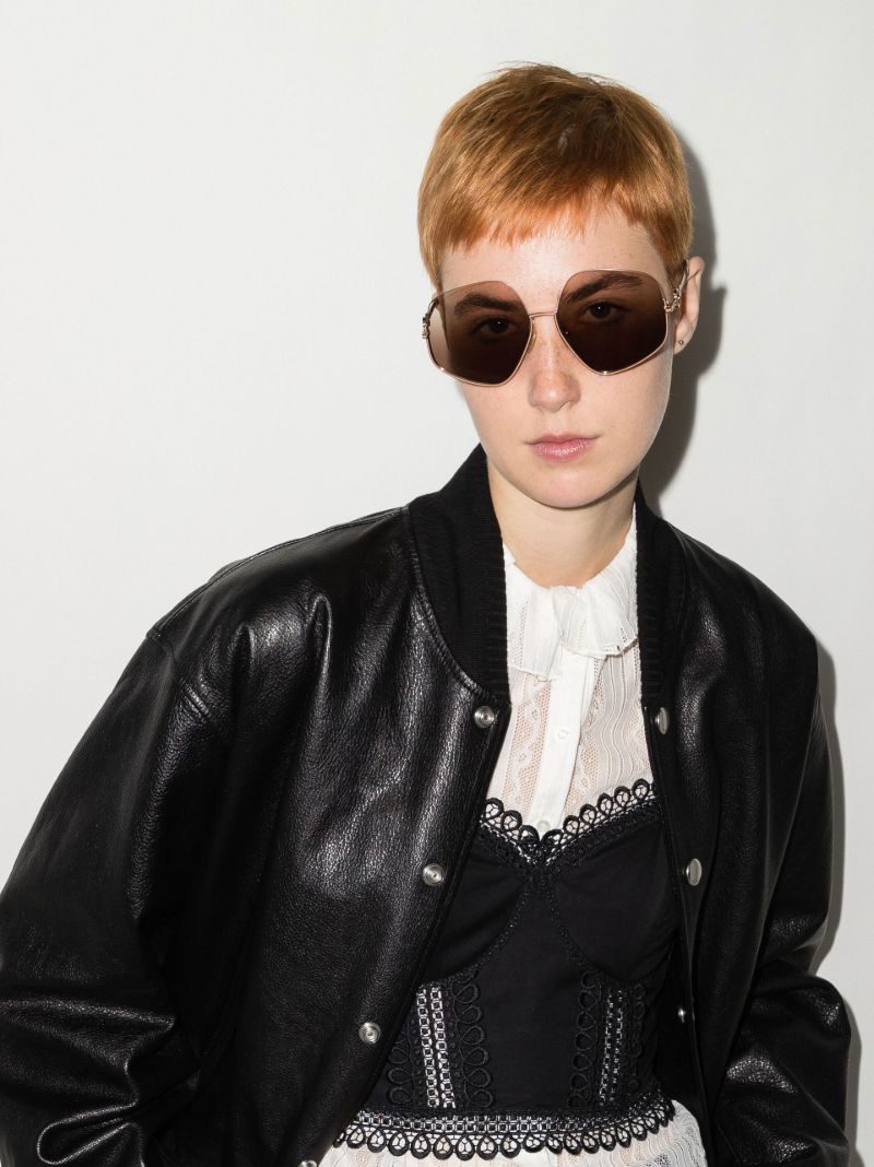 Gold Tone Sofya Hexagon Sunglasses