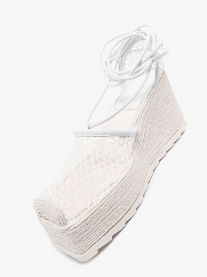White Stretch 90 Mesh Flatform Espadrilles