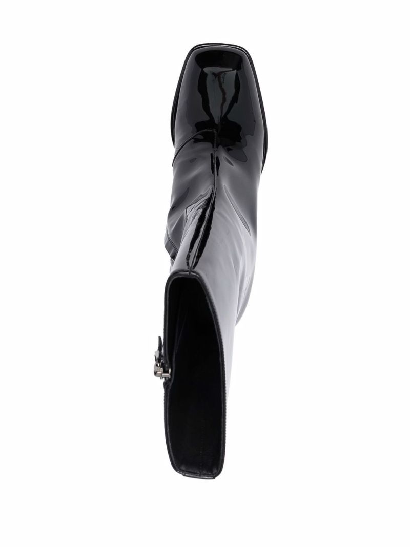 Black Bulla Corta 85 Patent Leather Ankle Boots