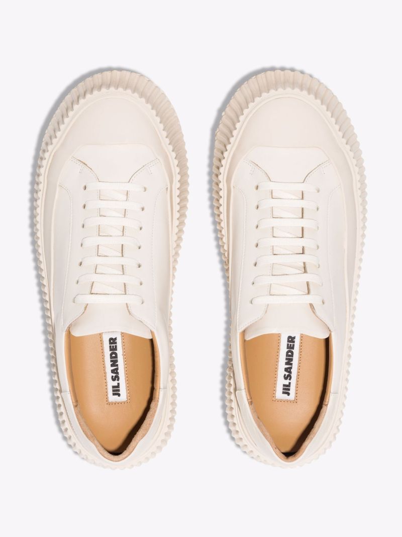 White Flatform Leather Sneakers