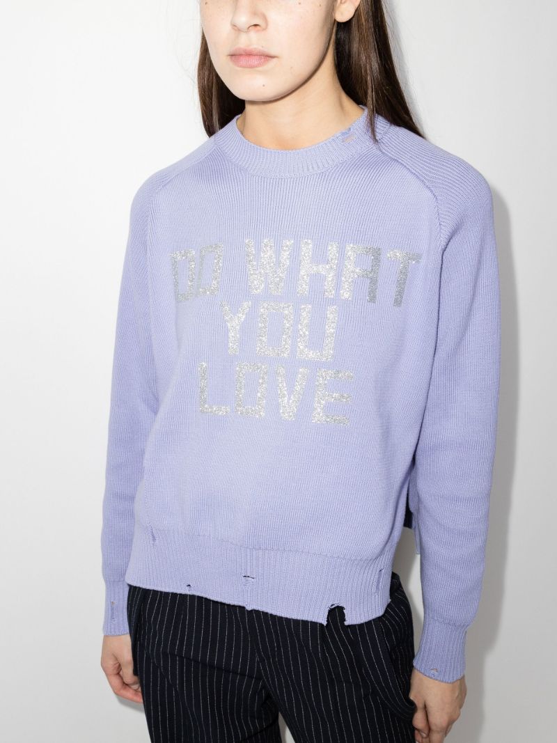 Printed Distressed Cotton Sweater