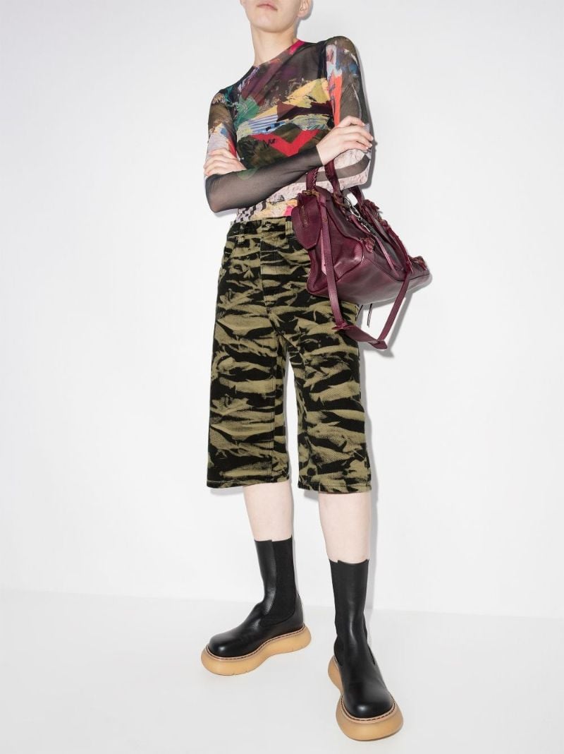 Motif-print Denim Shorts