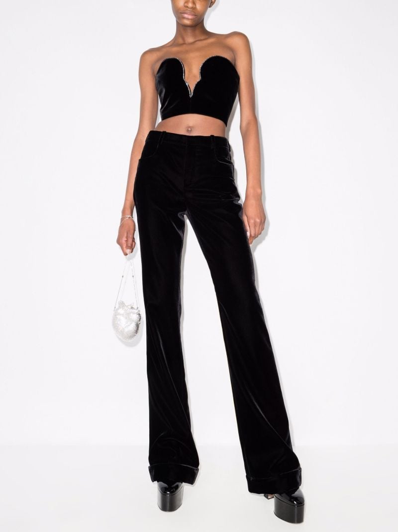 Black Crystal Embellished Velvet Bustier