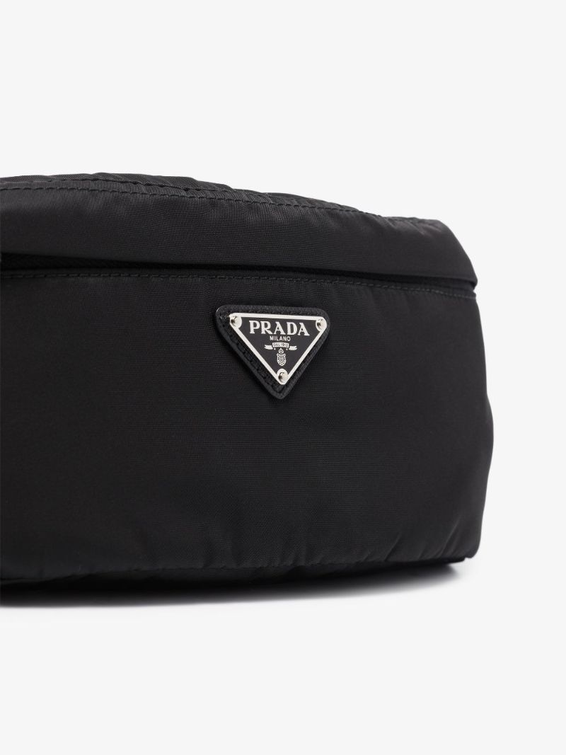 Black Re-nylon Logo Plaque Cross Body Bag