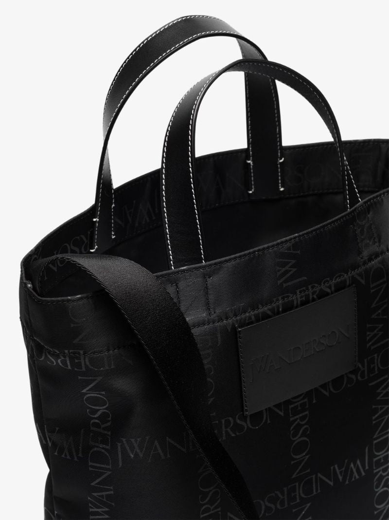 Black Logo Print Tote Bag