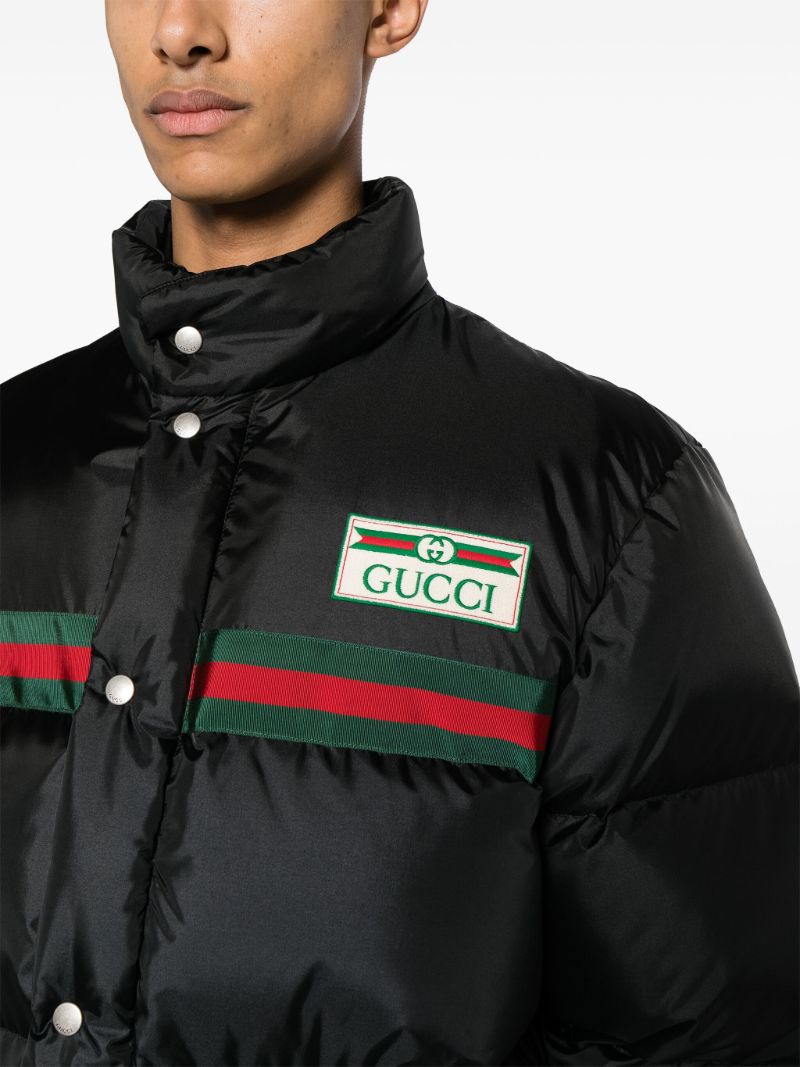 Black Web Stripe Puffer Jacket
