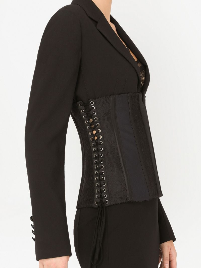 Black Lace-up Corset Blazer