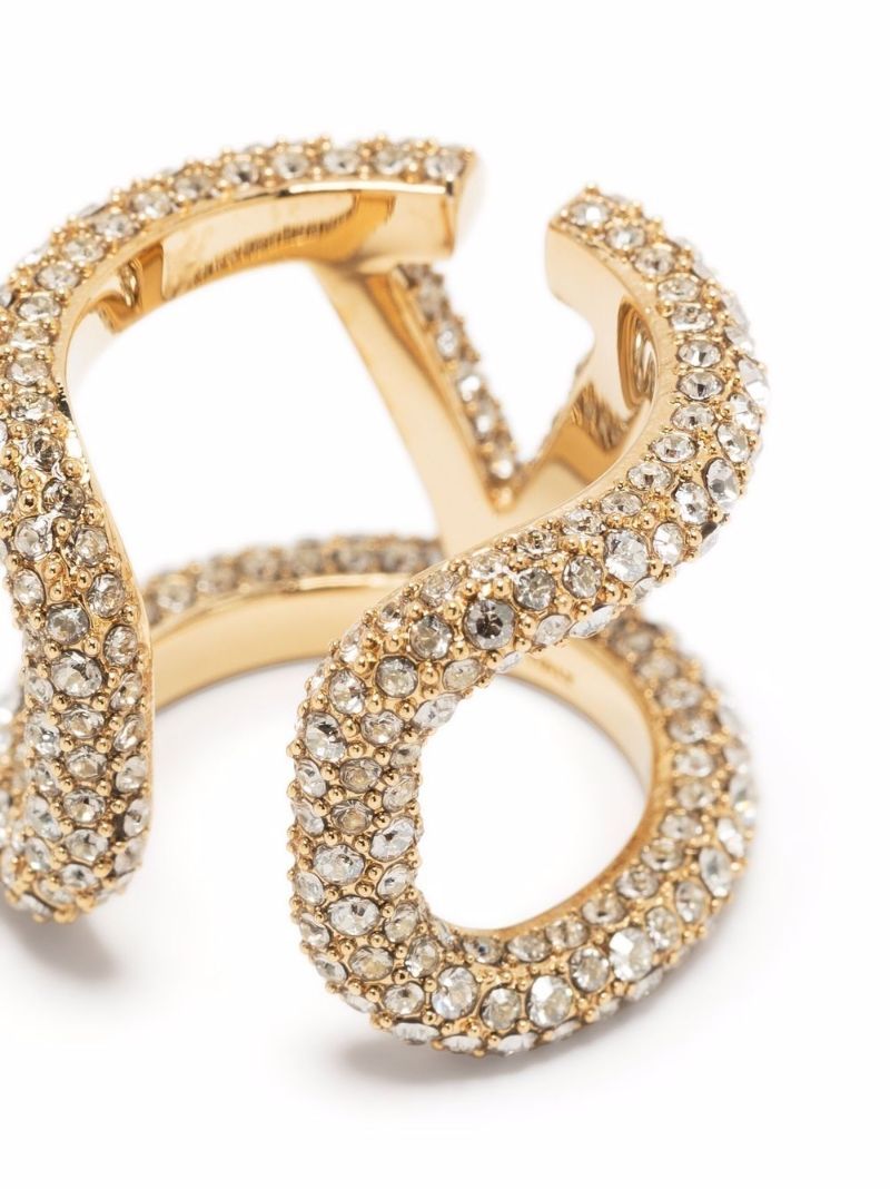 Gold-tone Vlogo Signature Crystal Ring