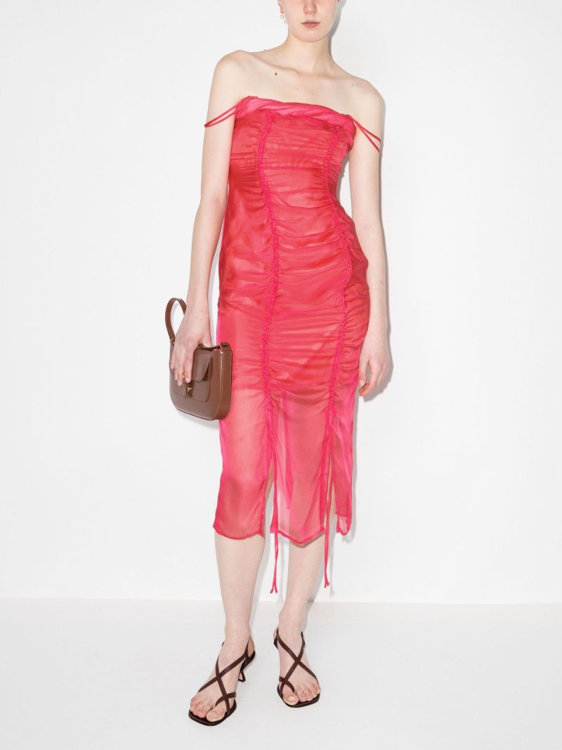 Emi Ruched Silk Chiffon Midi Dress