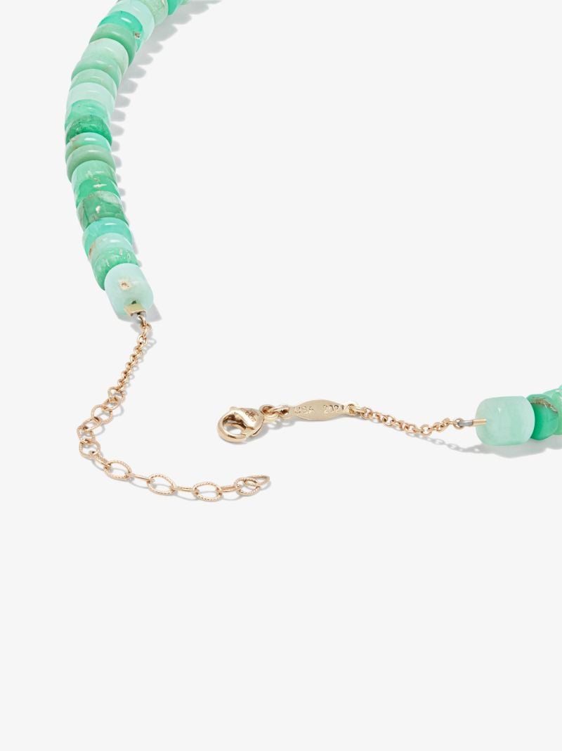 14k Yellow Gold Chrysoprase Beaded Necklace
