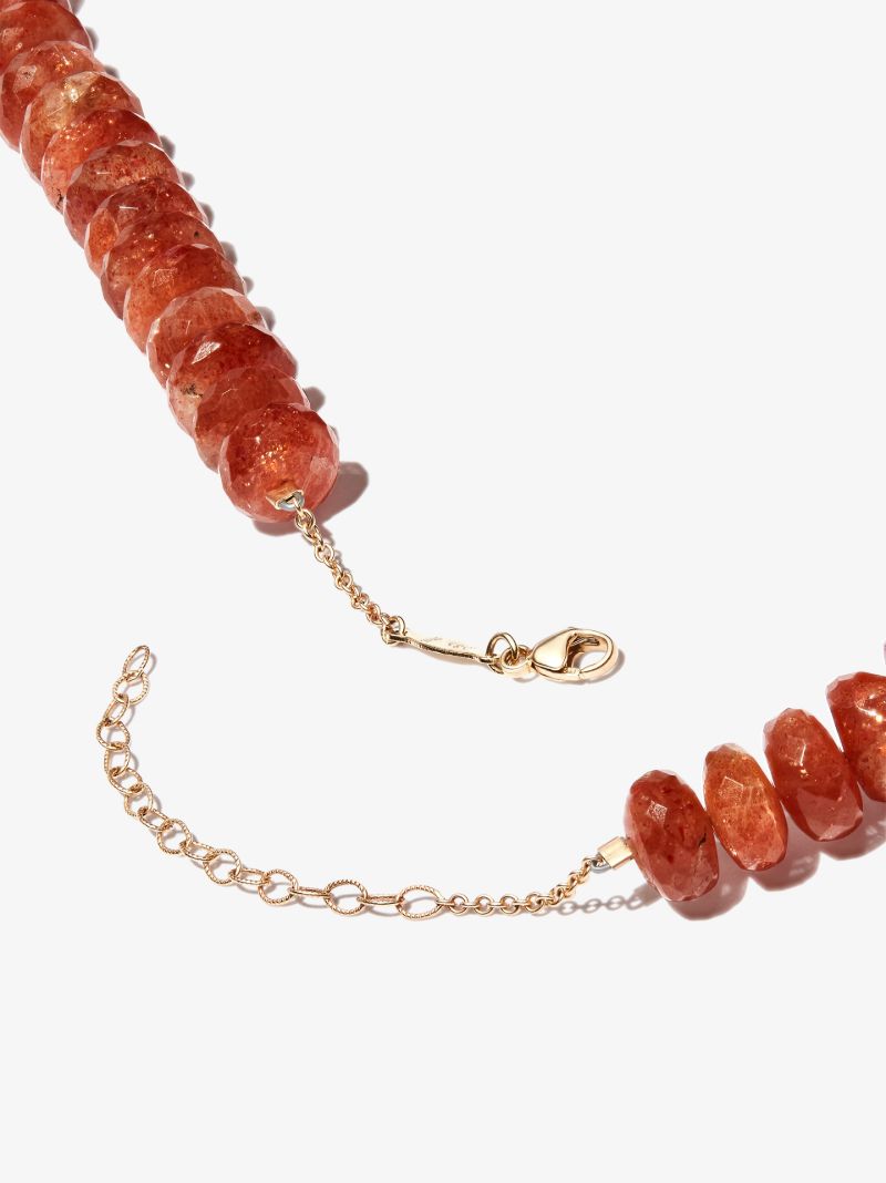 14k Yellow Gold Sunstone Beaded Necklace