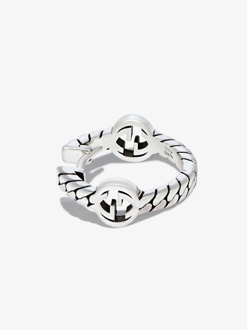 Sterling Silver Interlocking G Chain Hoop Earrings