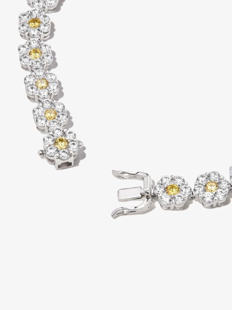 Sterling Silver Crystal Flower Tennis Bracelet