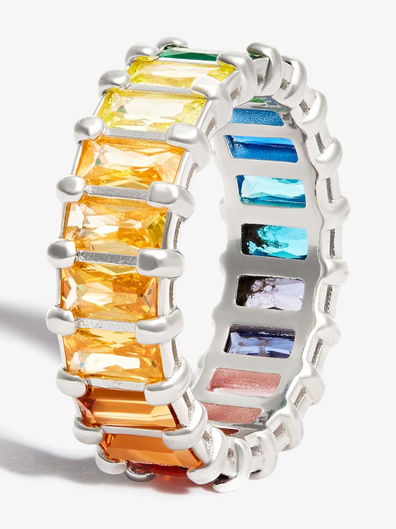 Sterling Silver Rainbow Crystal Eternity Ring
