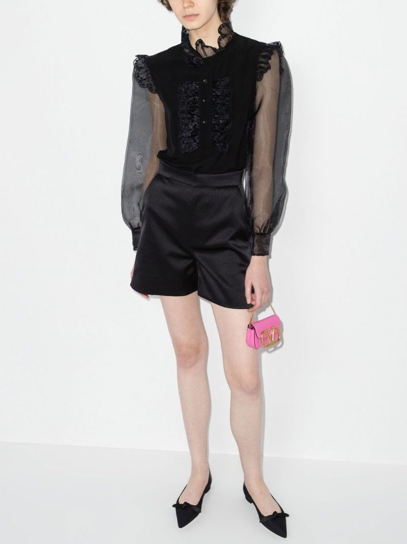Sheer Sleeve Ruffle Blouse