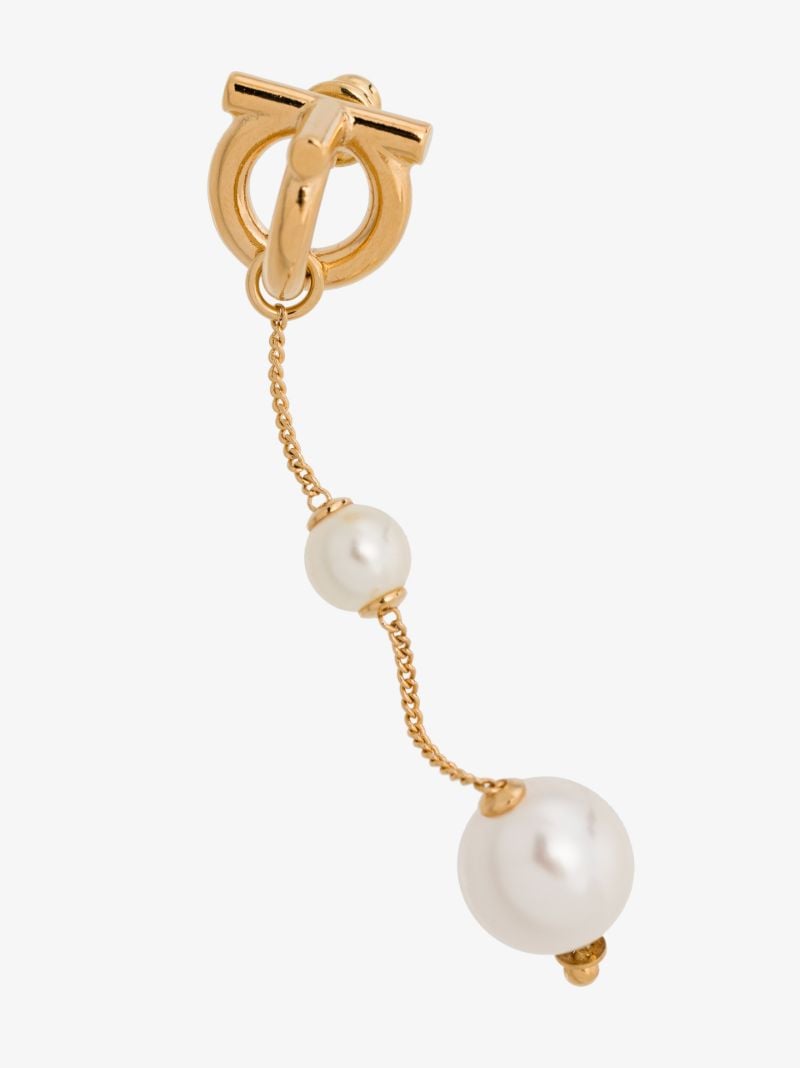 Gold Tone Gancini Pearl Drop Earrings