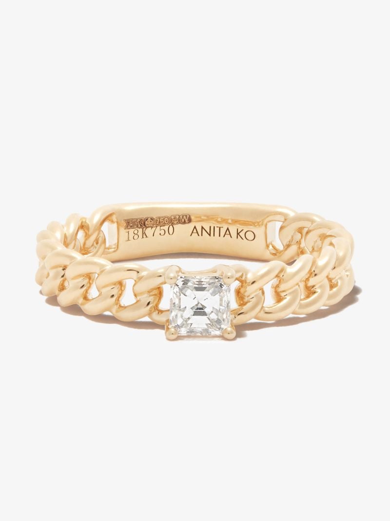18k Yellow Gold Chain Diamond Ring