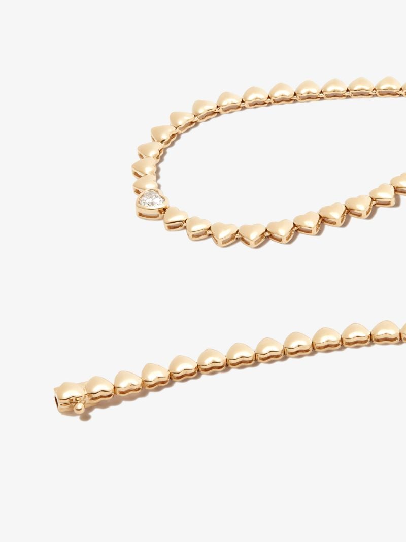 18k Yellow Gold Heart Chain Diamond Necklace