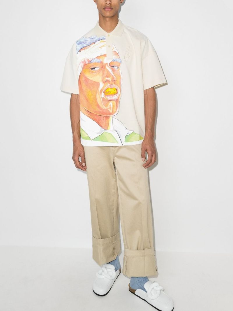 Rugby Face Print Cotton Polo Shirt