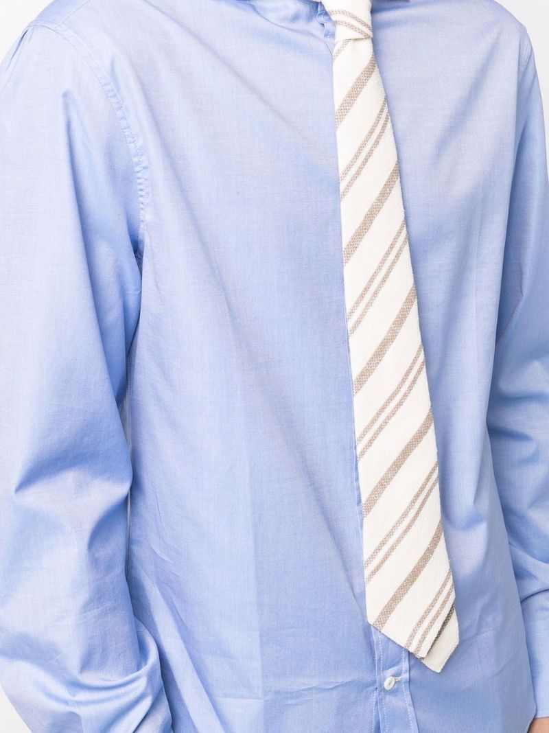 Blue Spread-collar Cotton Shirt