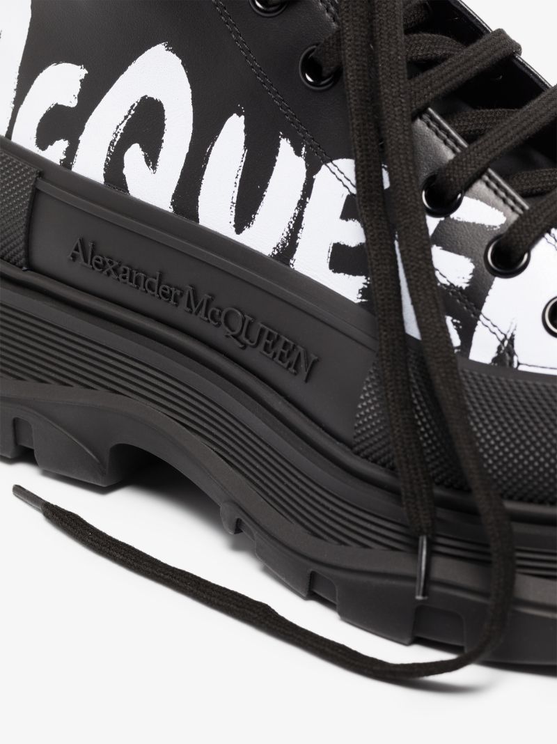 Black Tread Slick Leather Boots