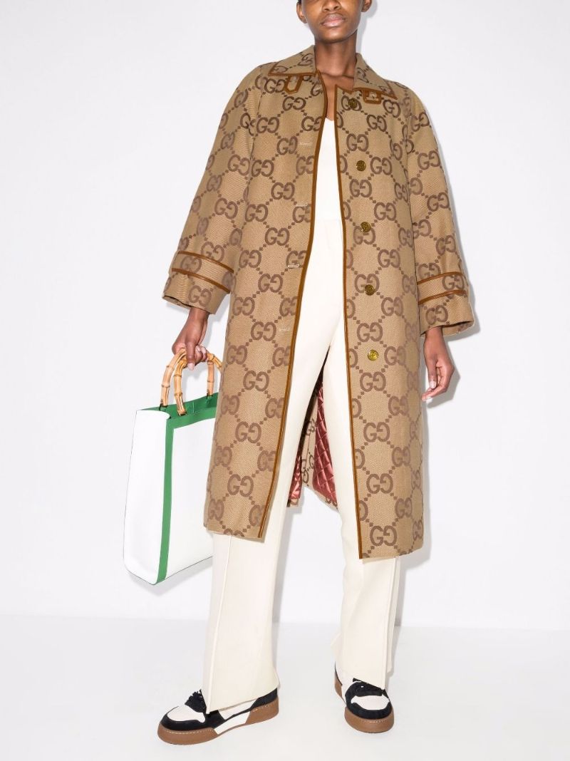Brown Jumbo Gg Canvas Coat