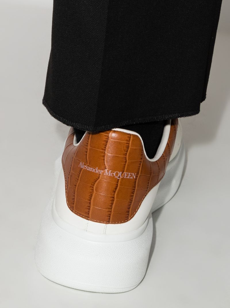 White and Brown Mock Croc Oversized Sneakers
