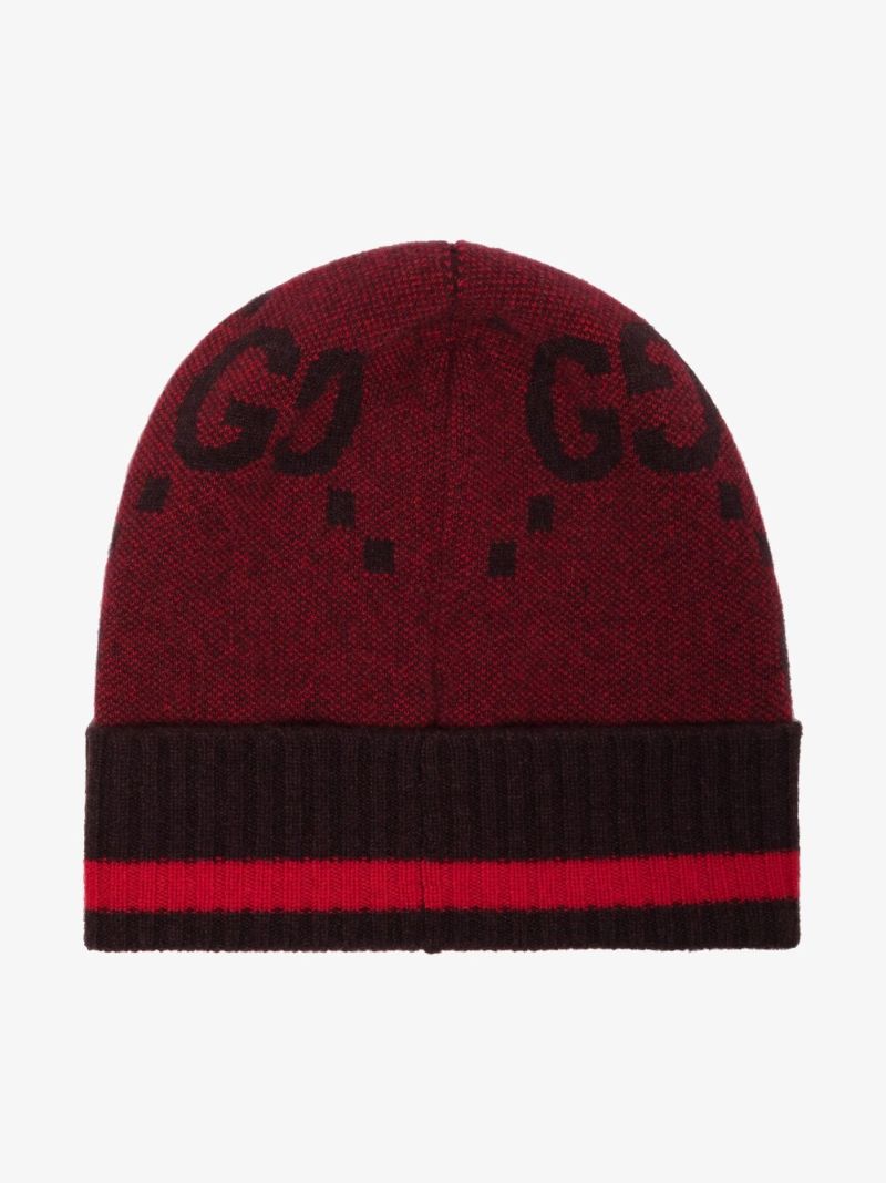 Red Gg Cashmere Beanie Hat