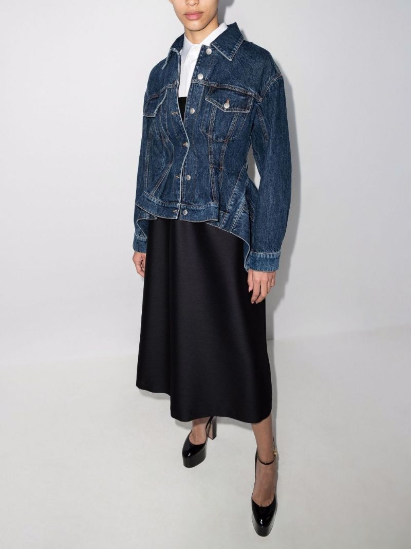 Peplum-waist Denim Jacket