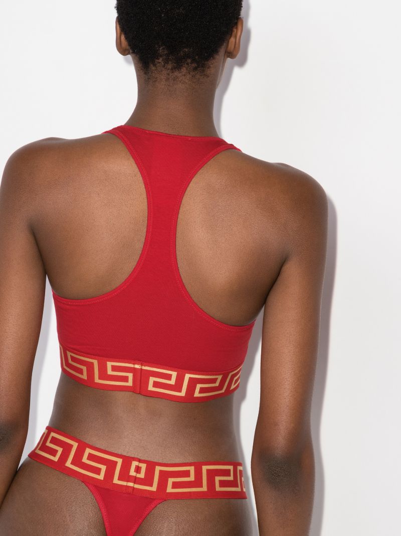 Red Greca Border Cotton Bralette