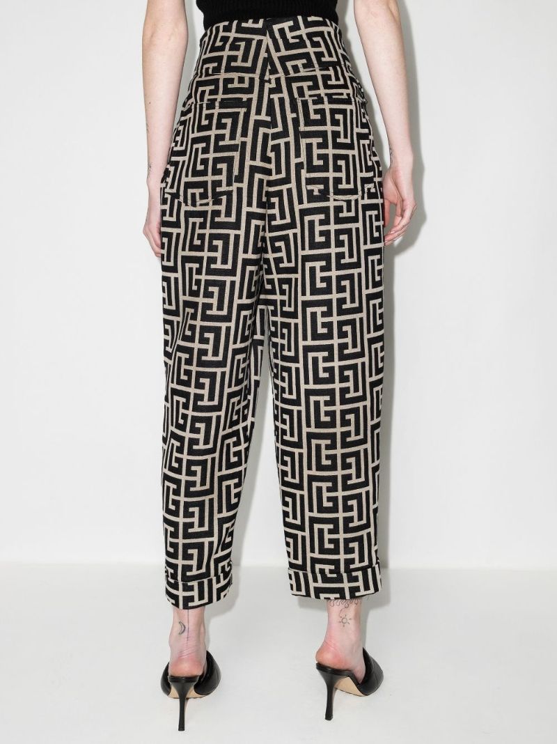 Belted Monogram Wool Trousers