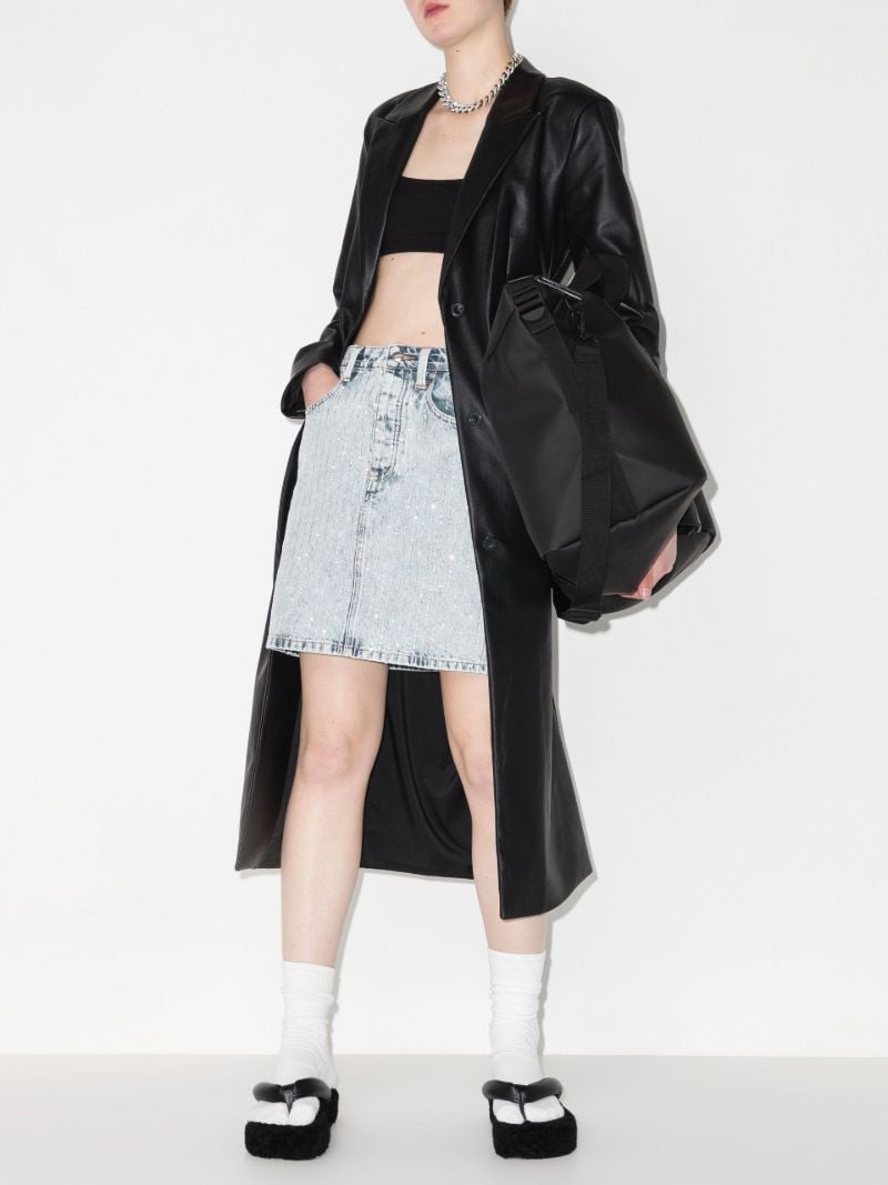 Crystal Pinstripe Denim Mini Skirt