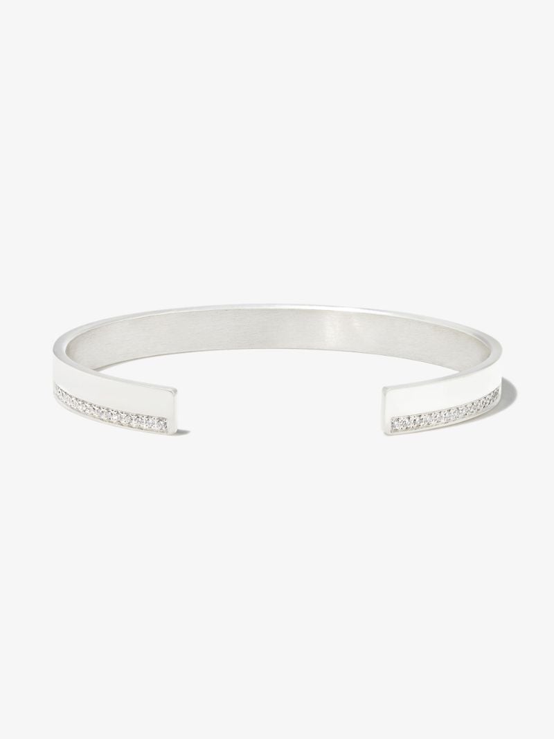 Sterling Silver Le 20g Polished Ribbon Diamond Bracelet