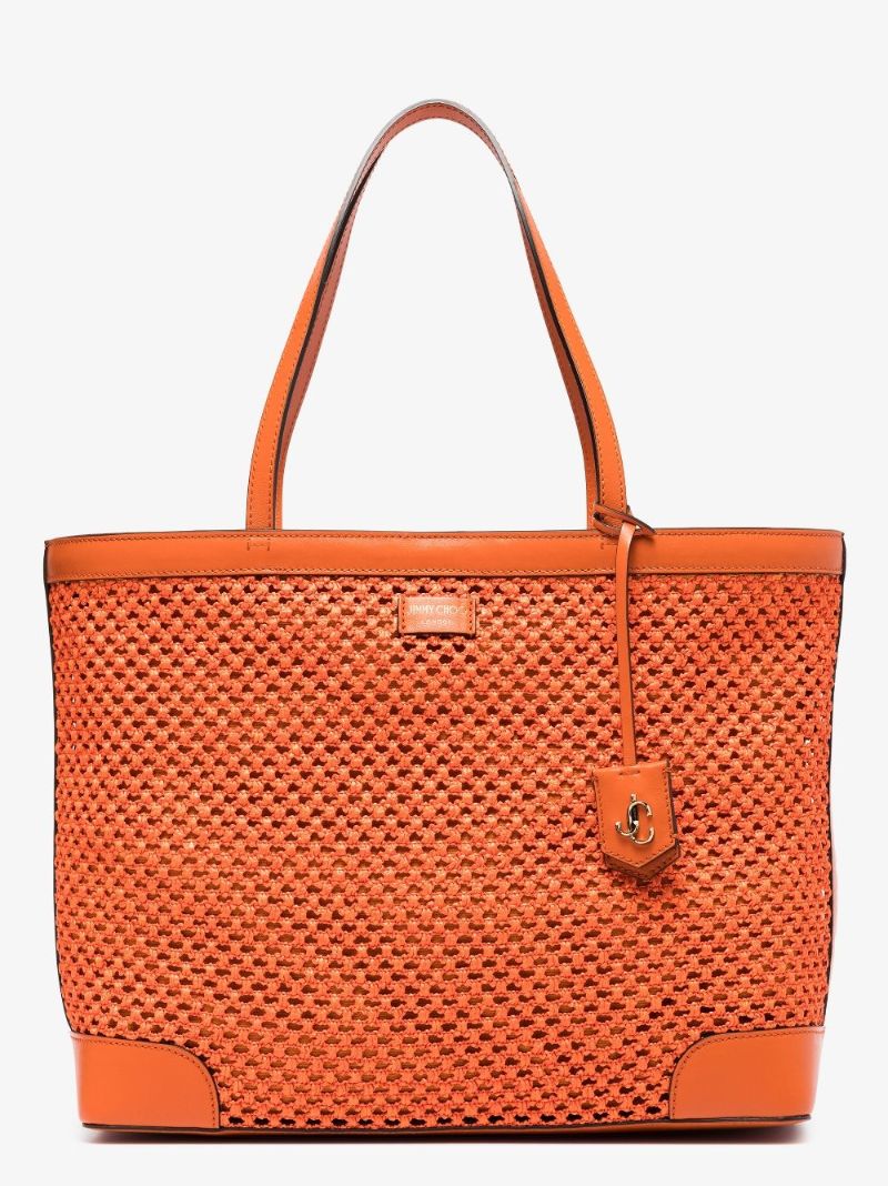 Orange Nine2five Raffia Tote Bag