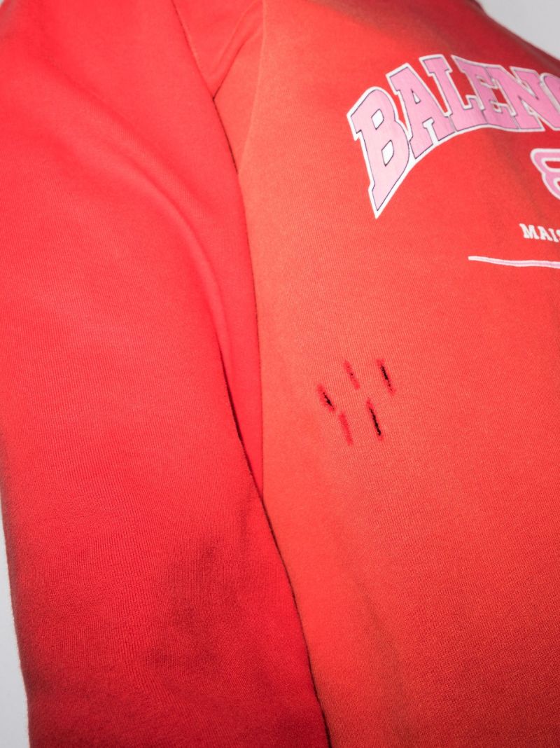Distressed Logo Cotton Hoodie