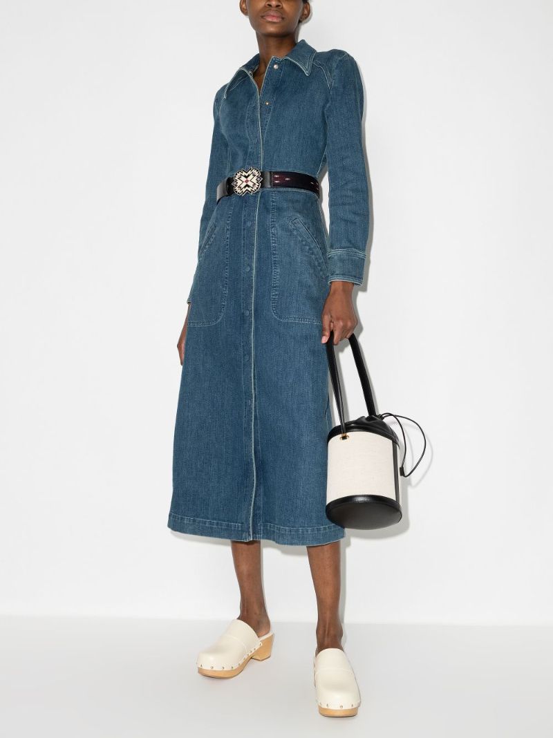 Long Sleeve Denim Midi Dress