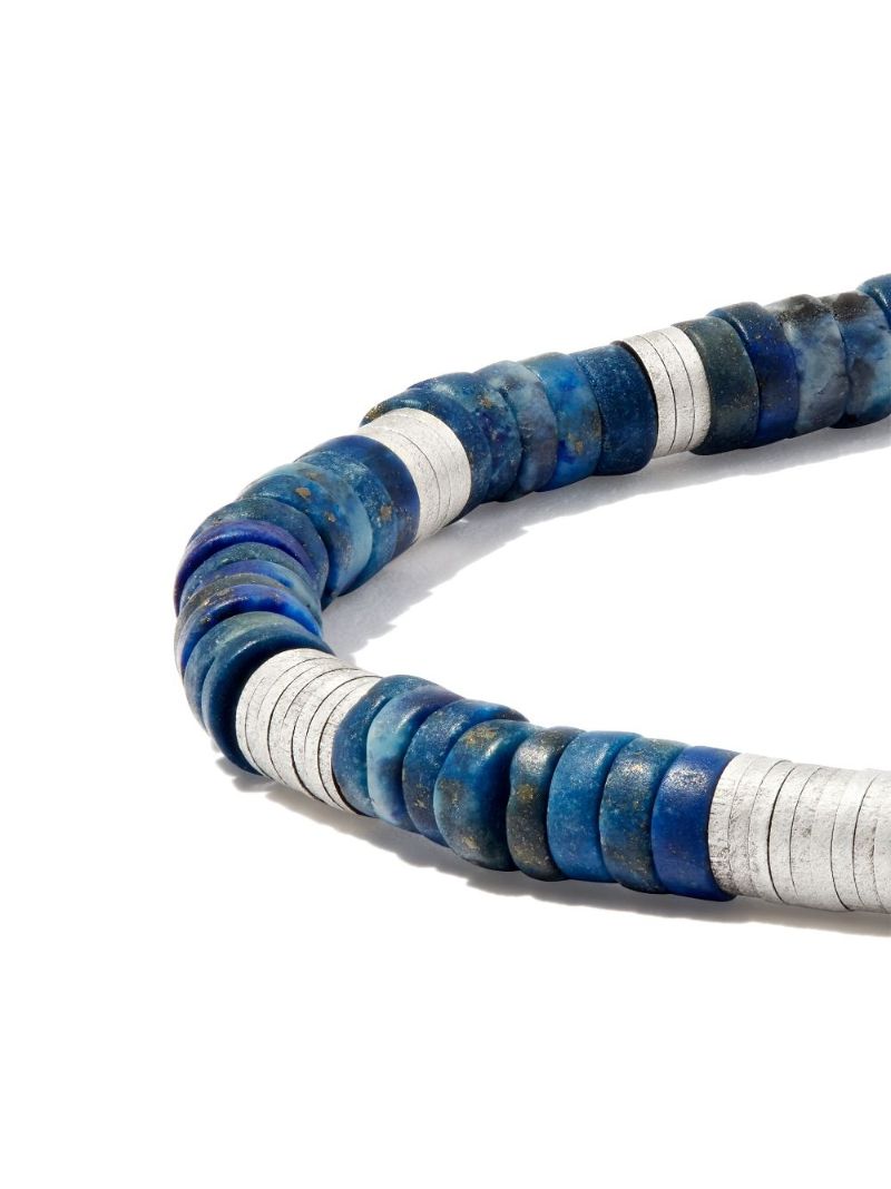 Sterling Silver Lazulio Lapis Beaded Bracelet