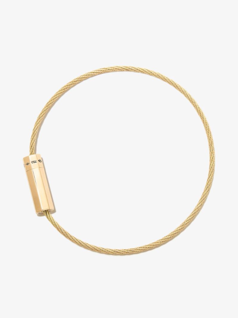 18k Yellow Gold Le 10g Polished Cable Diamond Bracelet