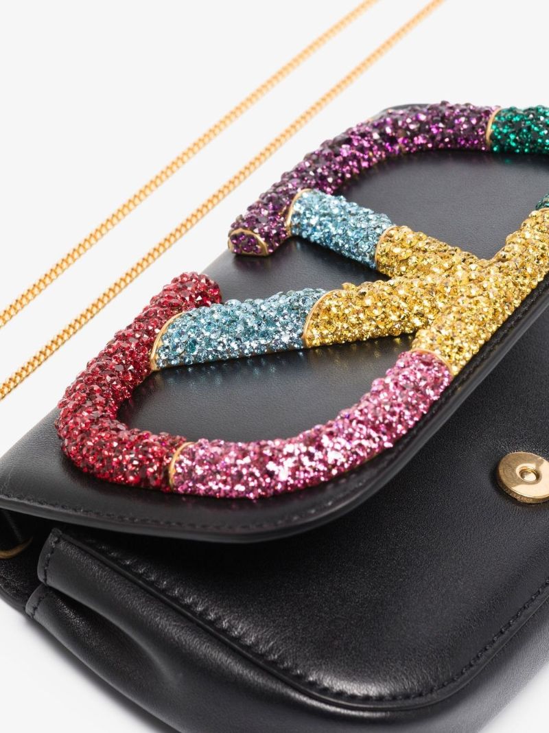 Black Vlogo Signature Small Leather Cross Body Bag