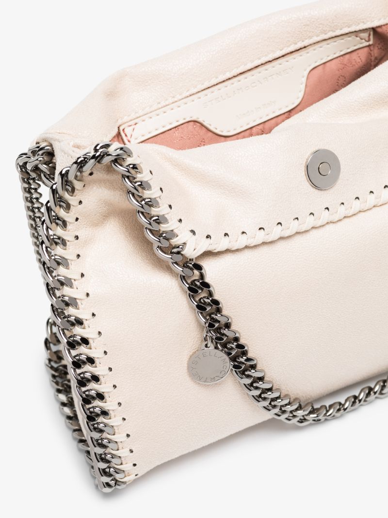 White Falabella Mini Faux Leather Tote Bag