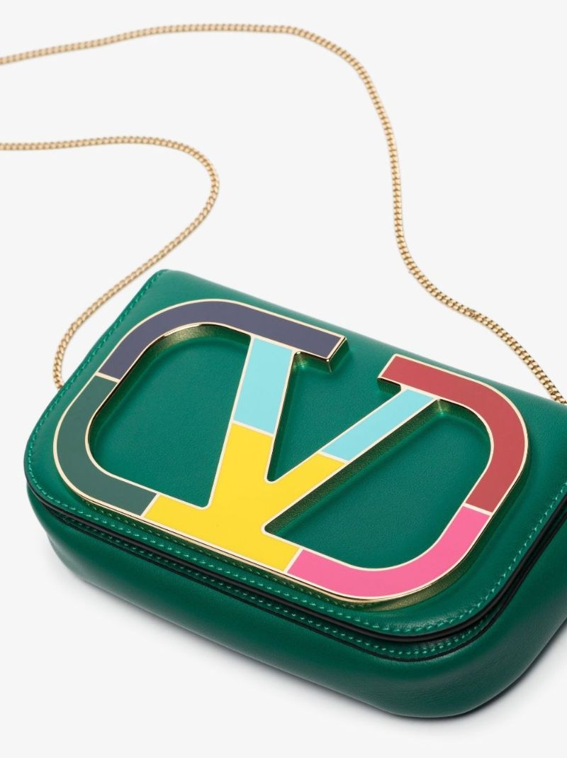 Green Vlogo Signature Leather Shoulder Bag