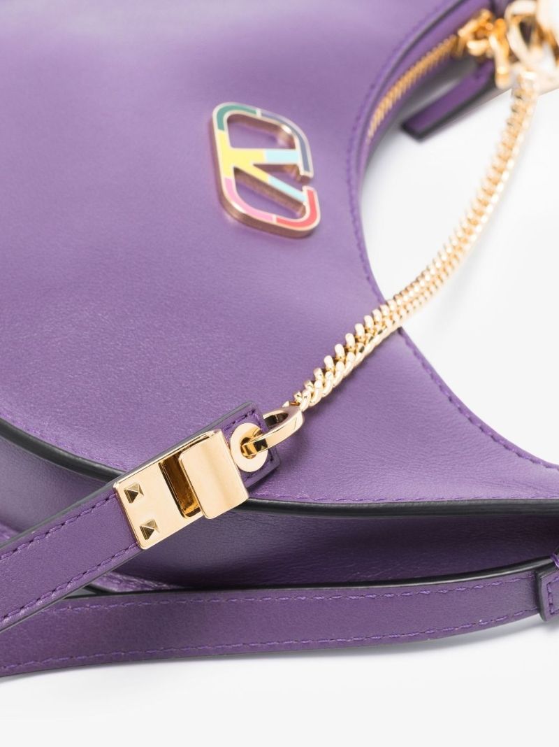 Purple Vlogo Signature Mini Leather Shoulder Bag