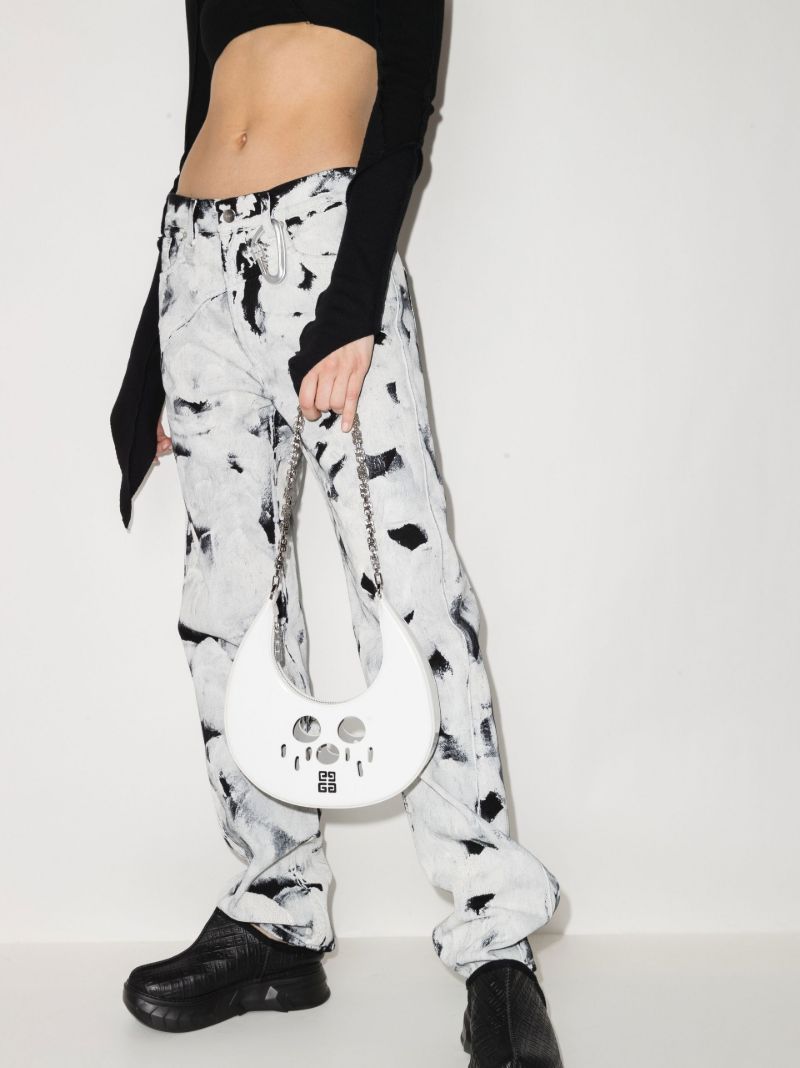 White Moon Cut Hobo Leather Bag