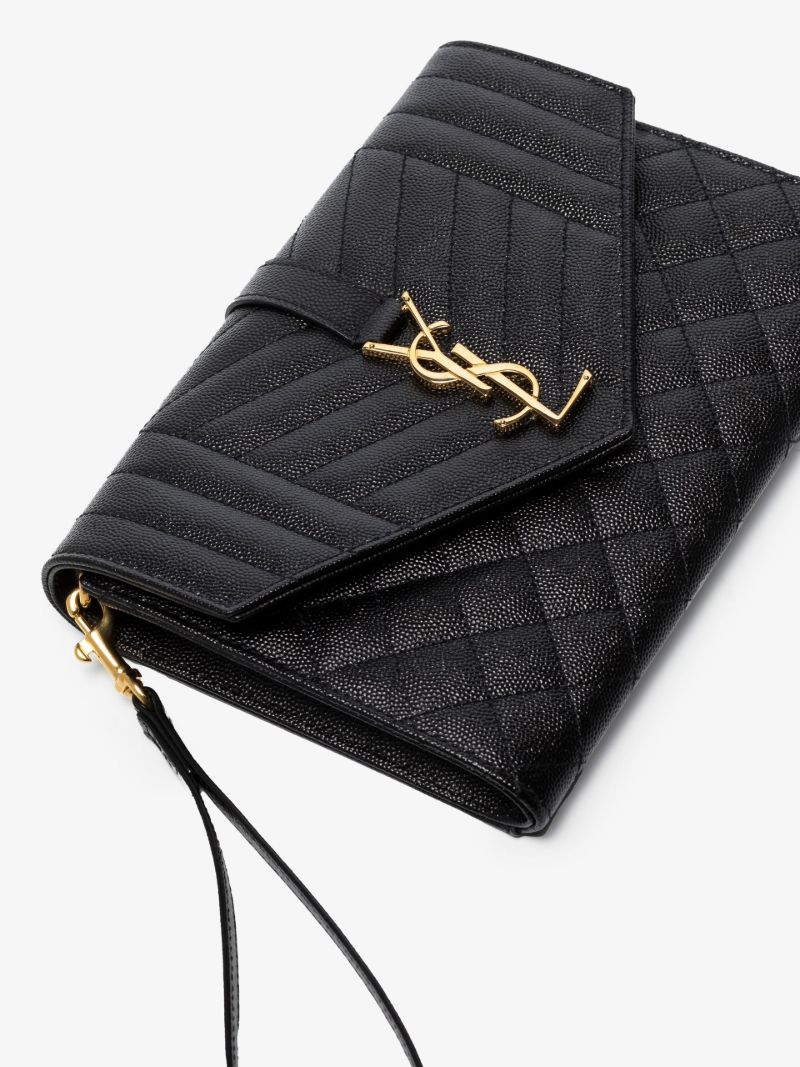 Black Envelope Leather Clutch Bag