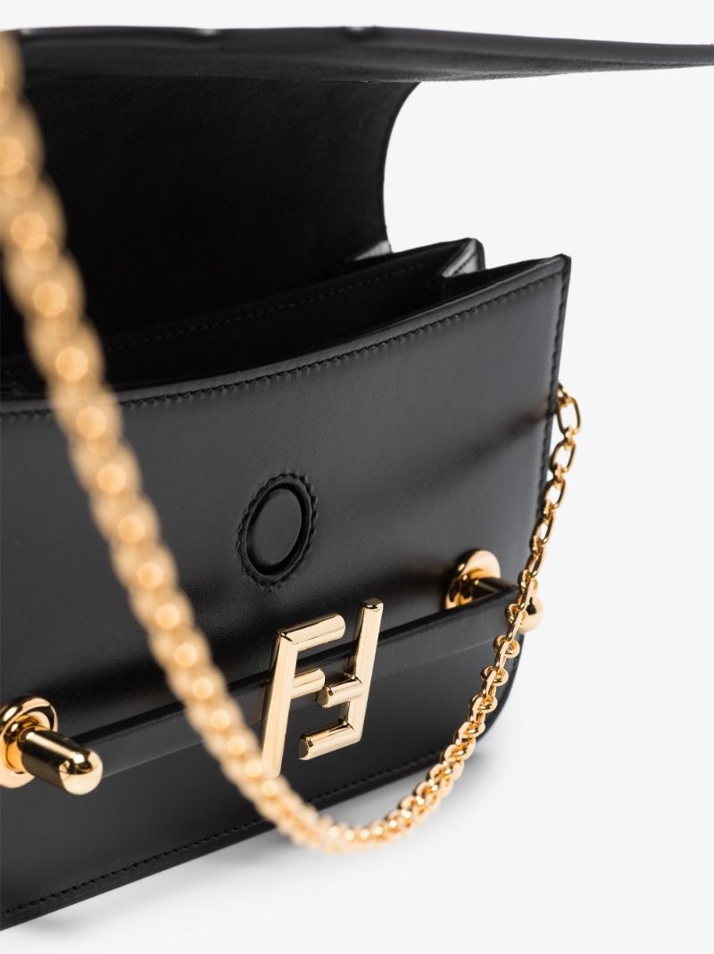 Black Logo Plaque Leather Clutch Bag