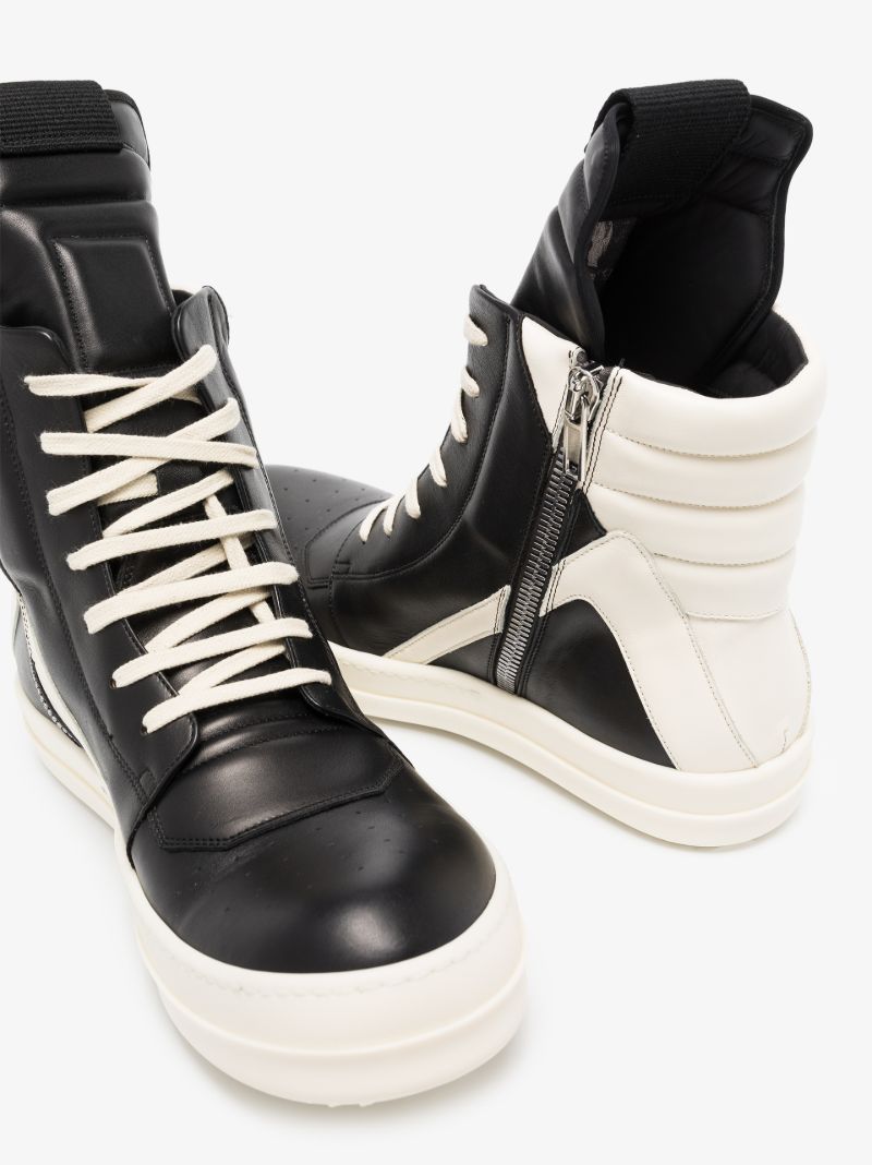 Black and White Geobasket High Top Leather Sneakers